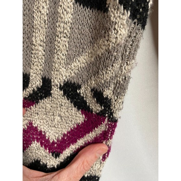 Lucky Brand Geometric Design Soft Warm Cozy Chunky Open Front Cardigan Small - Picture 5 of 11